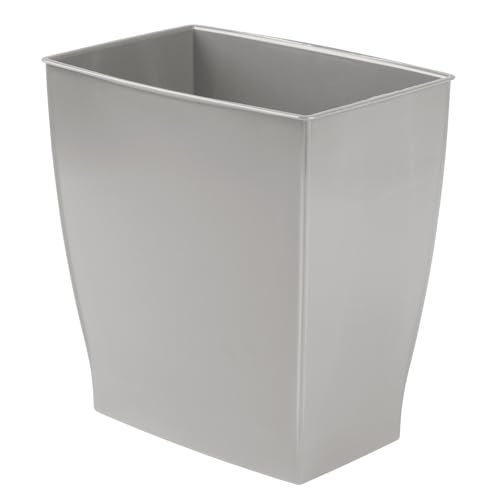 InterDesign iDesign Small Plastic Bathroom Trash Can, Slim Rectangle Garbage Bin for Bedroom, Office, Dorm, Gray - Image 5
