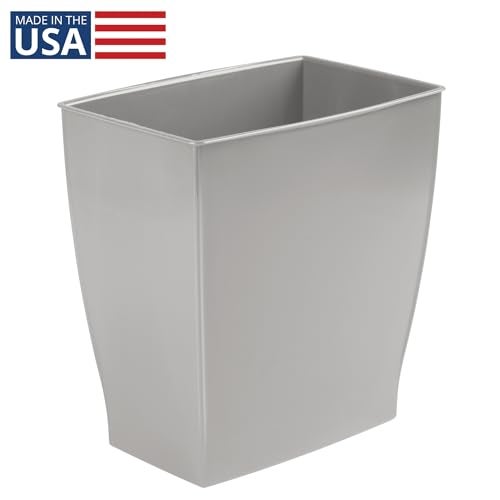 InterDesign iDesign Small Plastic Bathroom Trash Can, Slim Rectangle Garbage Bin for Bedroom, Office, Dorm, Gray - Image 2