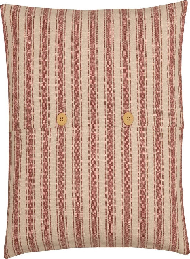 Piper Classics غطاء وسادة مزخرف بخطوط حمراء من بايبر كلاسيكس ماركت بليس، مقاس 20 × 20 بوصة، ديكور ريفي أحمر وكريمي مع أزرار، عيد الميلاد، وطني - Image 3