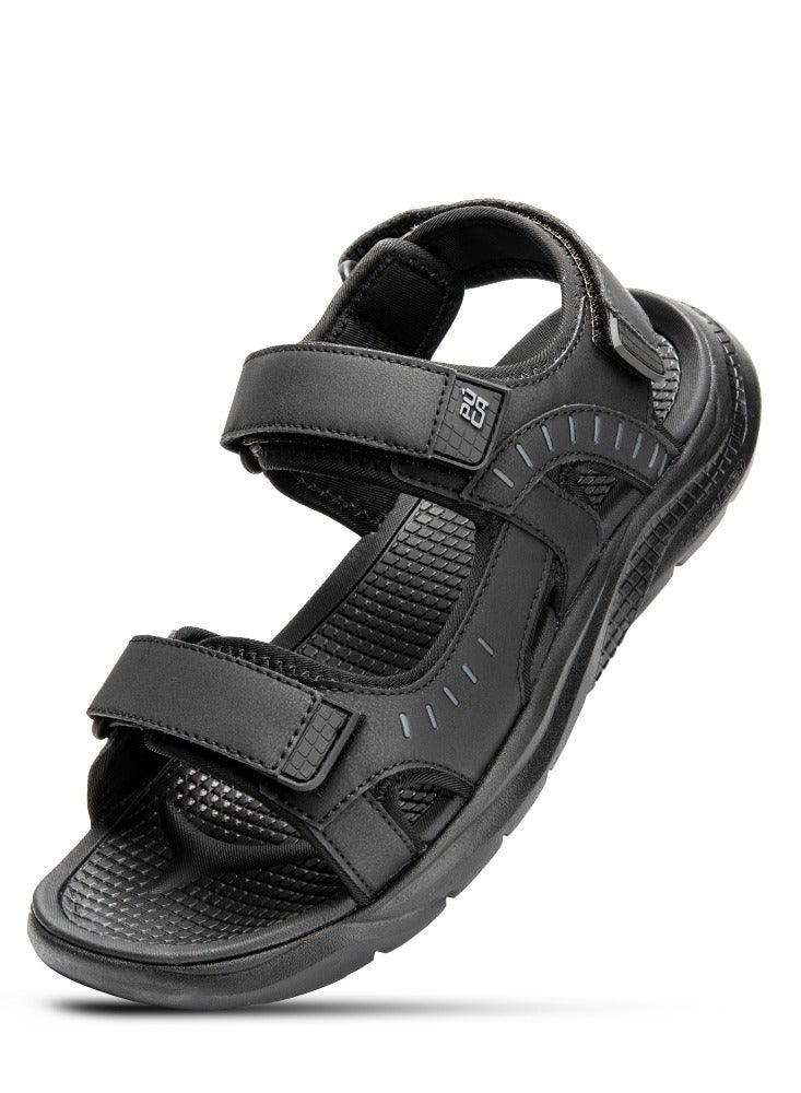 PUCA Sandals For Men | Comfortable Men's Sandals| Phylon Outsole | Anti-Skid | Velcro | Marker Black - Image 1