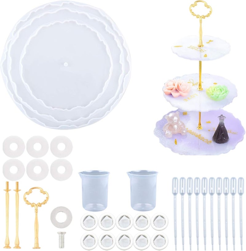 SUNNYCLUE Cake Stand Molds Silicone Cake Stand Mould Irregular Large Coaster Resin Cupcake Stand Moulds for Home Party Decoration DIY