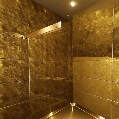 XIANERHUI Fixed Glass Shower Panel Glass to Wall Support Bar Frameless Shower Clamp L Shape Stabilizer Mounting Bracket NoDrillinGold Left - Image 1