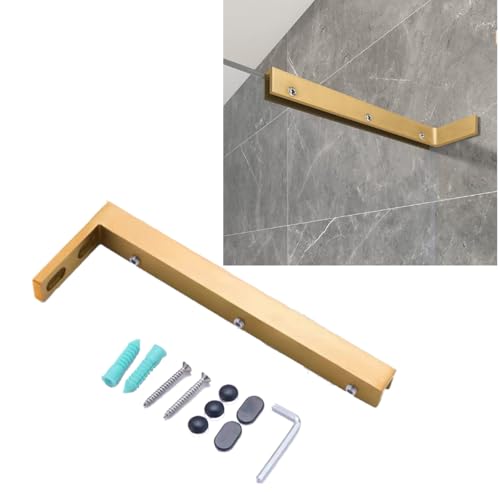 XIANERHUI Fixed Glass Shower Panel Glass to Wall Support Bar Frameless Shower Clamp L Shape Stabilizer Mounting Bracket NoDrillinGold Left - Image 3
