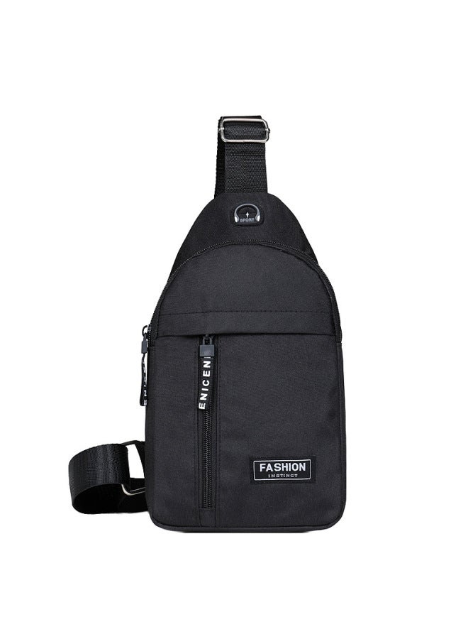 Generic Multifunctional Cycling Bag Chest Bag Men's Crossbody Bag Casual OxFord Cloth Shoulder Bag Fashionable Trendy Chest Bag-Color:Style One Black  - Image 2