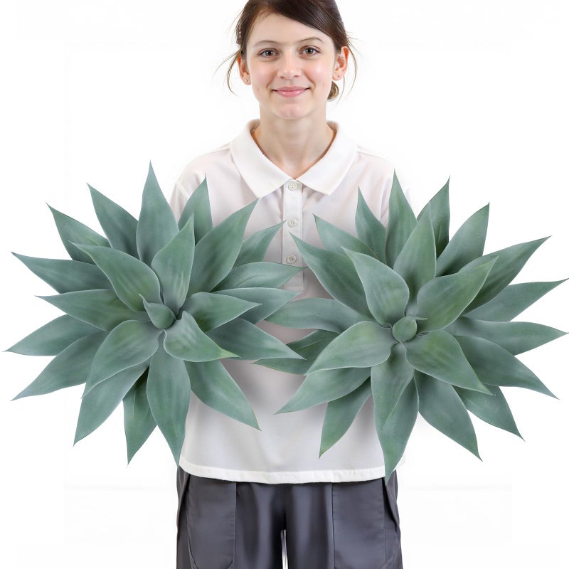 Velener Artificial Outdoor Blue Agave Plant - Small Size UV Resistant Fake Agave Plants for Indoor and Outdoor Decor(28 Inch)-2 Pack - Image 1