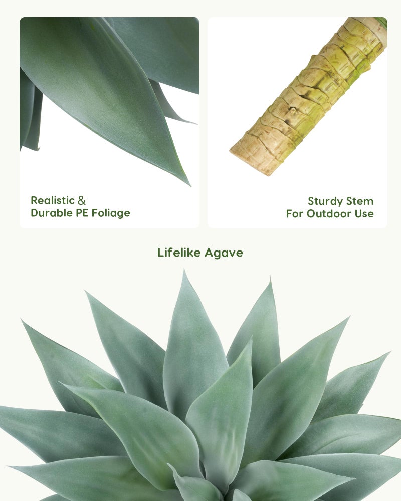 Velener Artificial Outdoor Blue Agave Plant - Small Size UV Resistant Fake Agave Plants for Indoor and Outdoor Decor(28 Inch)-2 Pack - Image 3