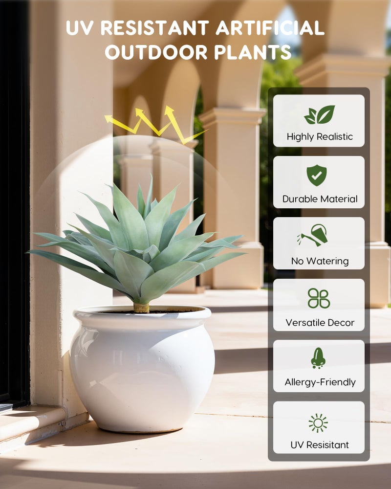 Velener Artificial Outdoor Blue Agave Plant - Small Size UV Resistant Fake Agave Plants for Indoor and Outdoor Decor(28 Inch)-2 Pack - Image 5