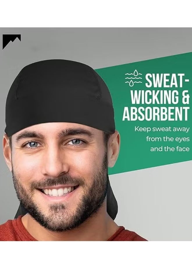 YJ Sweat Wicking Doo Rag Cooling Dew Rag Helmet Liner Hat Large Motorcycle Head Wrap Bandana for Men and Women - Image 3