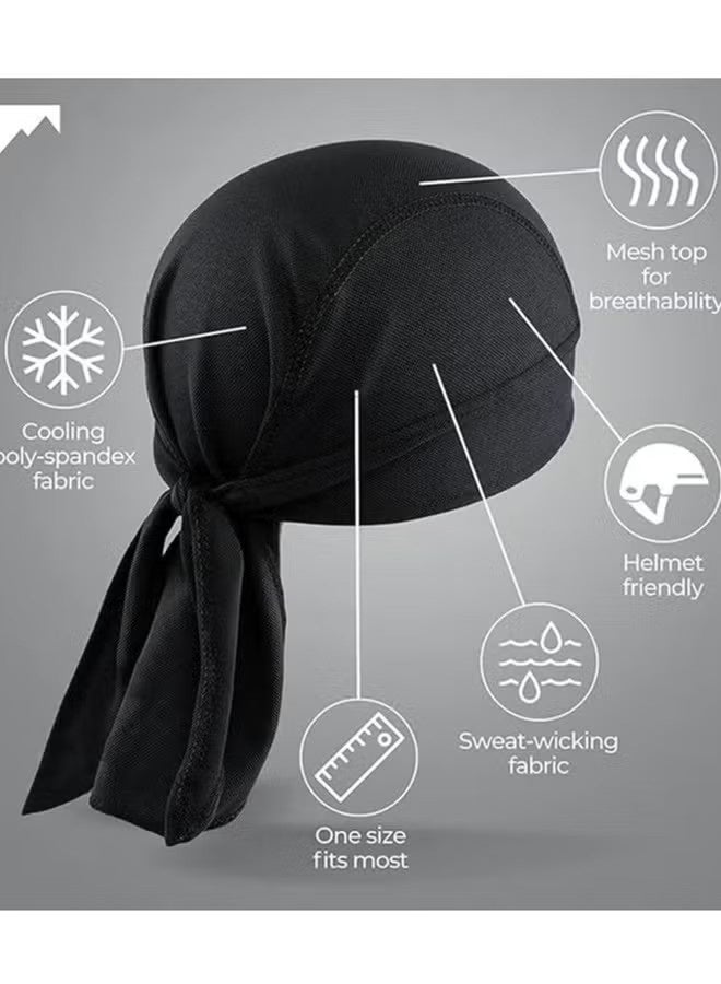 YJ Sweat Wicking Doo Rag Cooling Dew Rag Helmet Liner Hat Large Motorcycle Head Wrap Bandana for Men and Women - Image 2