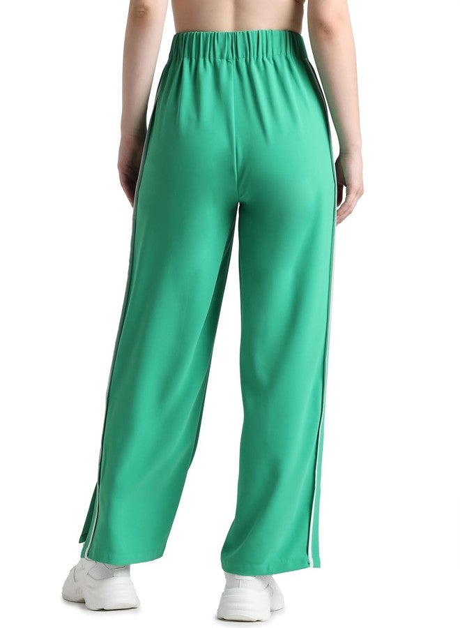 ONLY Women Solid Polyester Loose Fit Green Trackpants - Image 5
