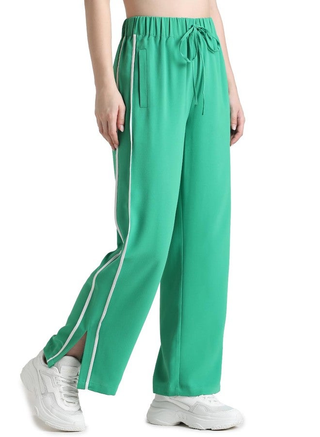 ONLY Women Solid Polyester Loose Fit Green Trackpants - Image 4