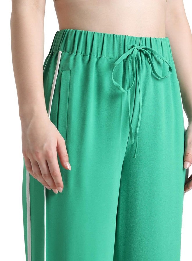 ONLY Women Solid Polyester Loose Fit Green Trackpants - Image 3