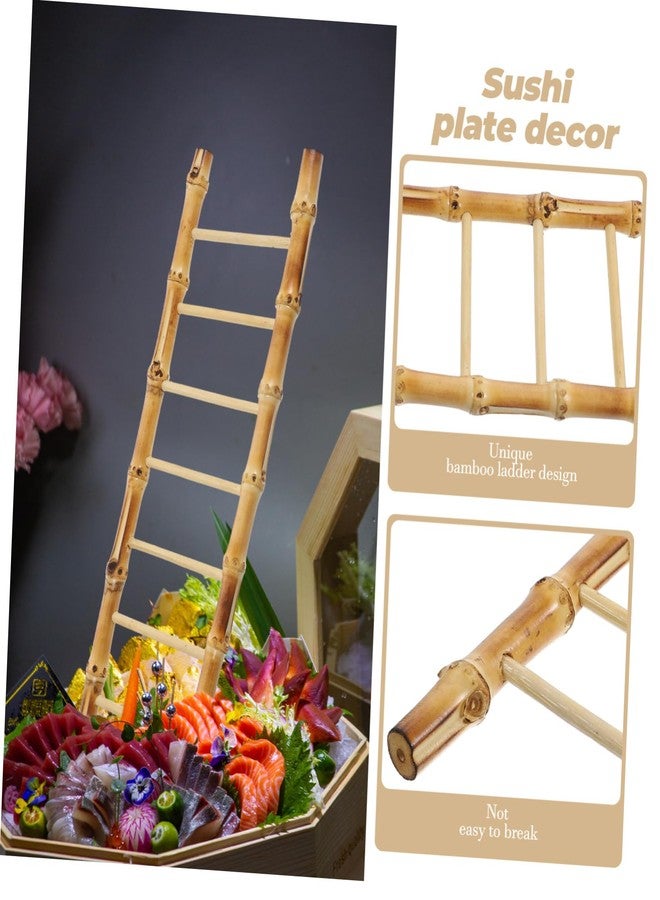 ARTIBETTER Bamboo Ladder Sushi Tray Set 4Pcs Japanese Style Sashimi Serving Plates Decorative Bamboo Sushi Tray for Home Kitchen Display - Image 2
