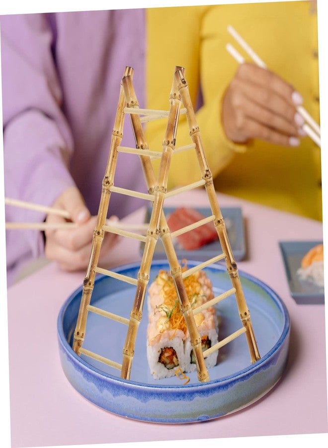ARTIBETTER Bamboo Ladder Sushi Tray Set 4Pcs Japanese Style Sashimi Serving Plates Decorative Bamboo Sushi Tray for Home Kitchen Display - Image 4