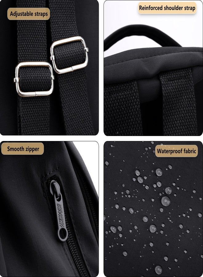 Nawoshow Mini Nylon Women Backpacks,Small Ladies backpacks Casual Lightweight Shopping Travel Daypack (Black) - Image 5