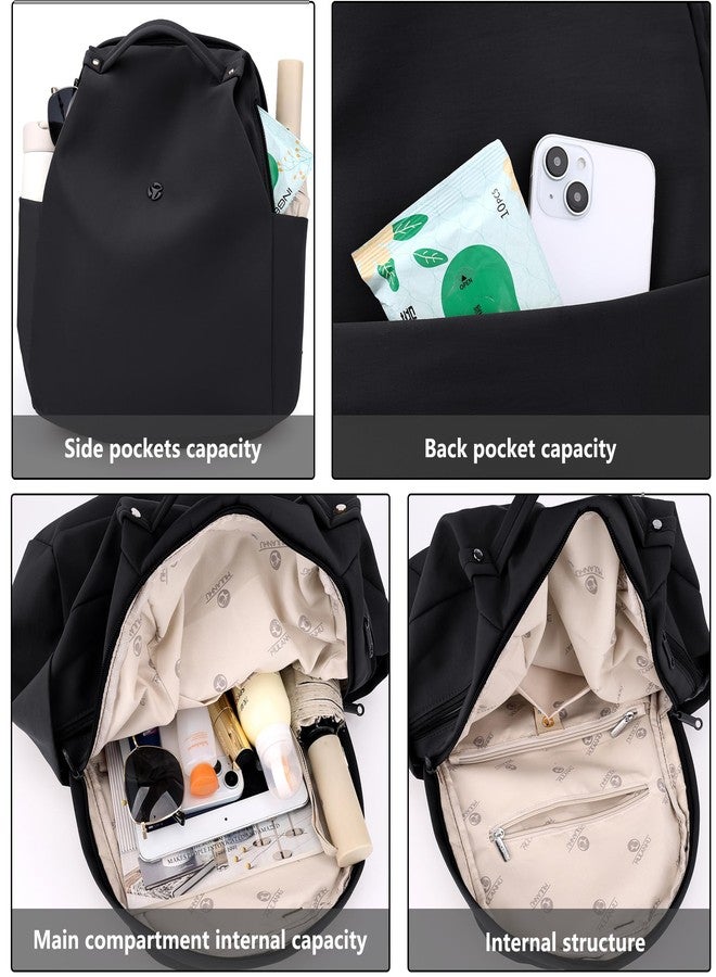 Nawoshow Mini Nylon Women Backpacks,Small Ladies backpacks Casual Lightweight Shopping Travel Daypack (Black) - Image 4