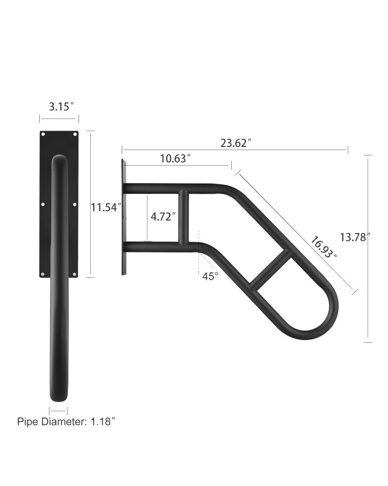 Repuskor Handrails for Outdoor Steps,Stair Railing Indoor 1-3 Stepï¼ŒHand Rails for Elderly, Porch Railing & Deck Hand Rail Wall Mount Stair Hand Grab Bars, U-Shape Safety Handle for Garage, Porch, Garden - Image 2