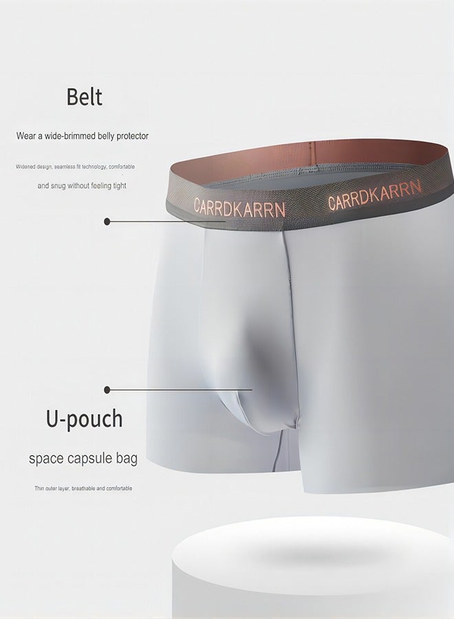 Men's Seamless Boxer Briefs, Ice Silk Underwear, Seamless Thin Breathable Silk Antibacterial Shorts XXL  - Image 5