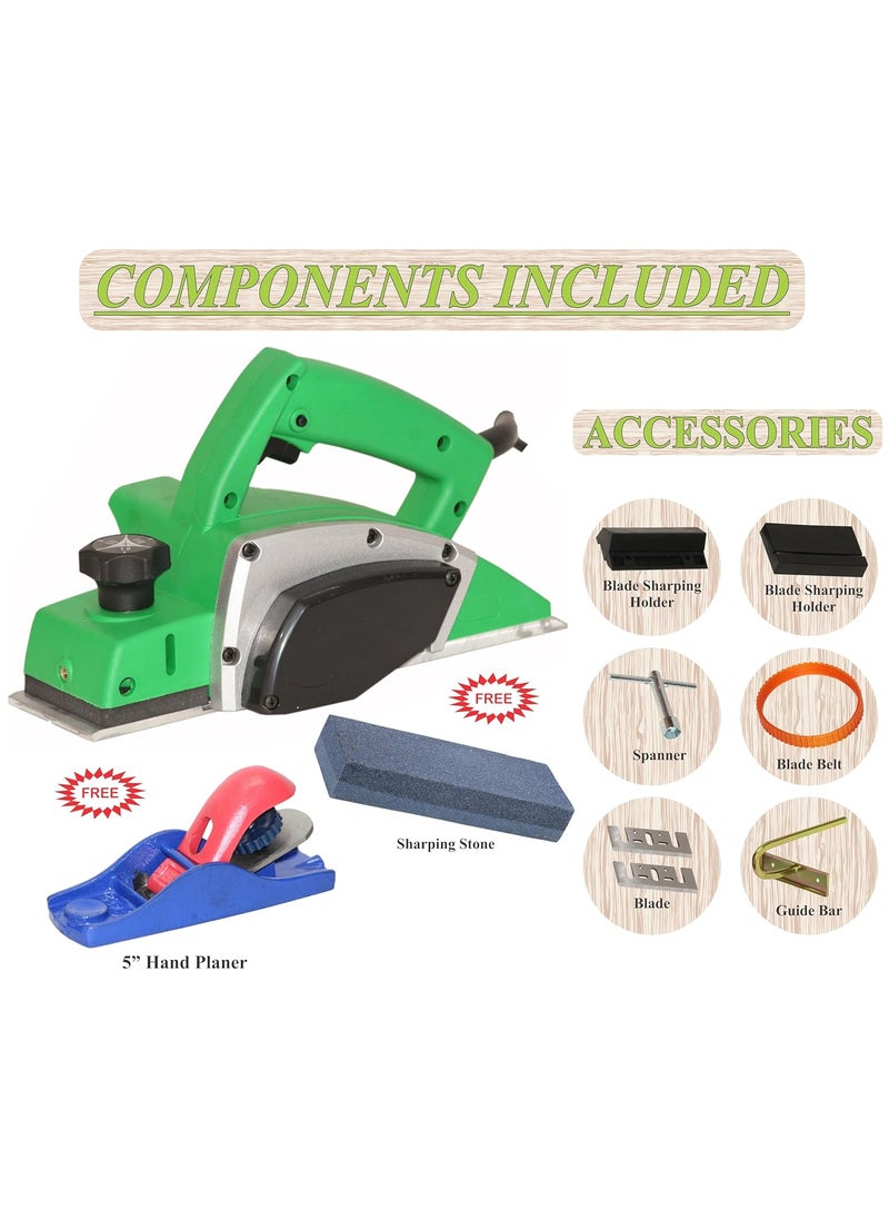 Digital Craft Digital Craft Wood Planer 1400W Machine of Carpentry HighPower MultiFunction Electric Planer Professional Woodworking Machine 82mm Electric Planer Machine5Inch Hand PlanerSharpening Stone  - Image 2