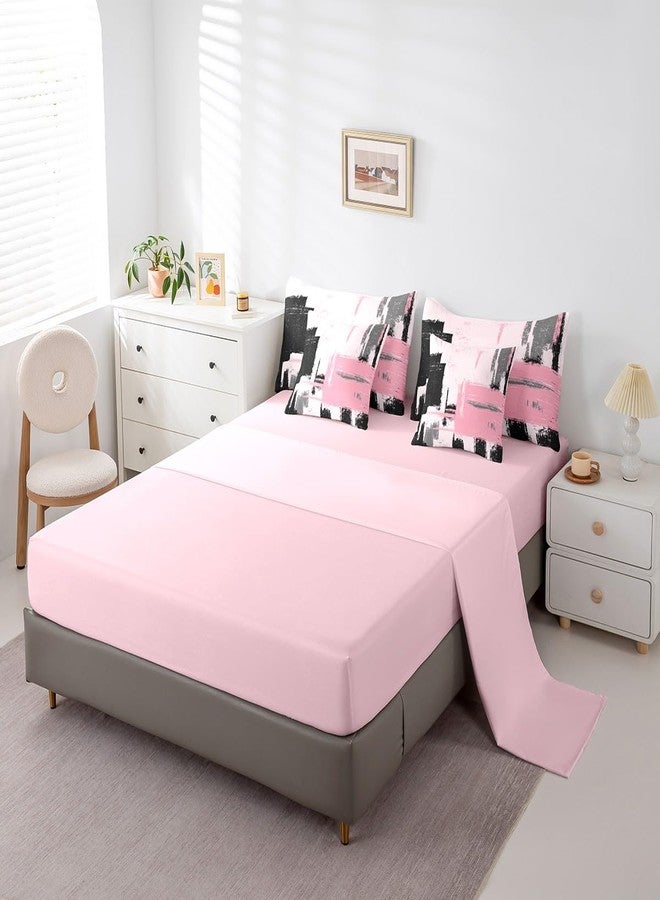 Feelyou Abstract Bed Set Includes Comforter, Sheet Set, Pillowcases & Pillow Covers Modern Abstract Art 7 Piece Bedding Set Children Pink Black Pattern Bedding Set Twin Size - Image 4
