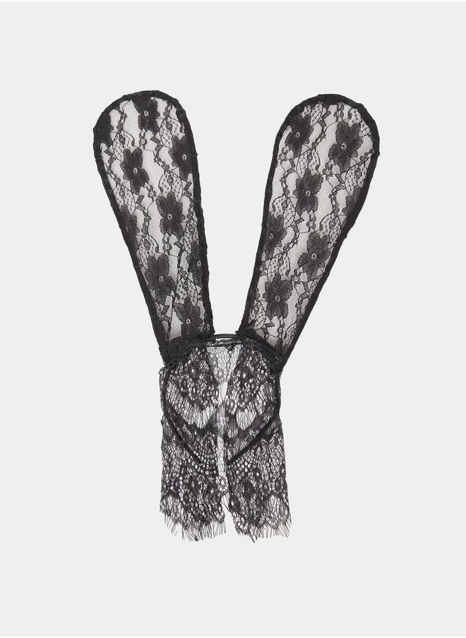 Styli Styli Lace Bunny Ear Headband with Eyelash Mask