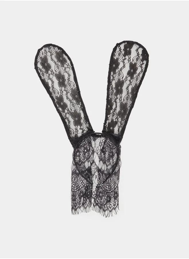Styli Styli Lace Bunny Ear Headband with Eyelash Mask