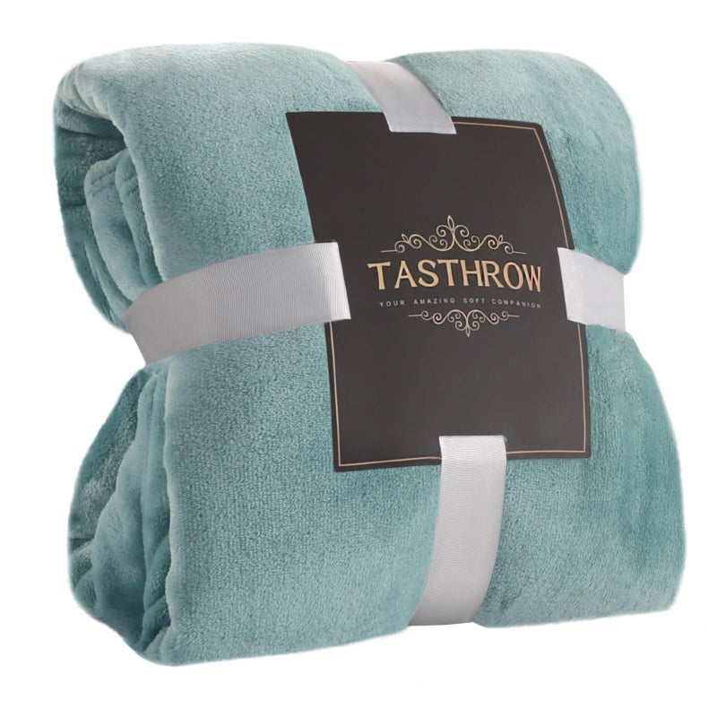 TASTHROW Large Flannel Fleece Throw Blanket, 50Ã—70 Inch - Cozy Lightweight Thick Blanket - All Seasons Suitable for Women, Men and Kids (Bluishgreen) - Image 1