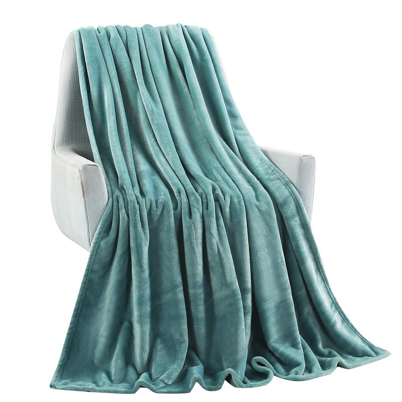 TASTHROW Large Flannel Fleece Throw Blanket, 50Ã—70 Inch - Cozy Lightweight Thick Blanket - All Seasons Suitable for Women, Men and Kids (Bluishgreen) - Image 2