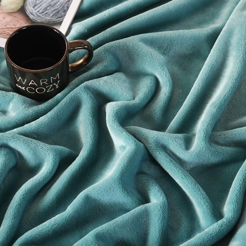 TASTHROW Large Flannel Fleece Throw Blanket, 50Ã—70 Inch - Cozy Lightweight Thick Blanket - All Seasons Suitable for Women, Men and Kids (Bluishgreen) - Image 3