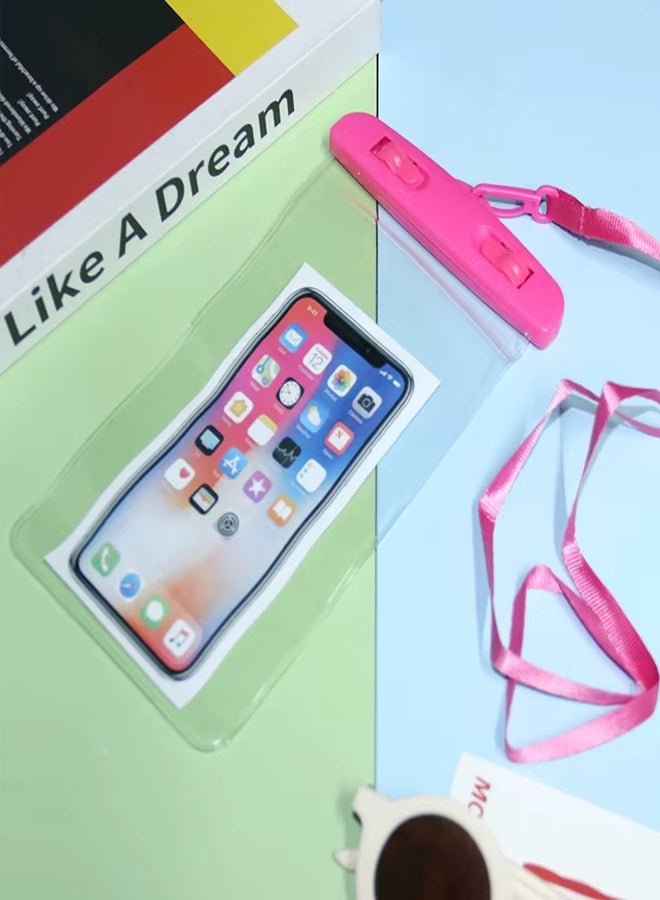 جراب الهاتف المحمول للماء | جراب مقاوم للماء لاستخدام الهاتف المحمول على الشاطئ أو حمام السباحة، مع حزام للرقبة | حافظة آيفون، سامسونج، زياومي، هواوي، ريدمي (بينك قطعة واحدة) - Image 4