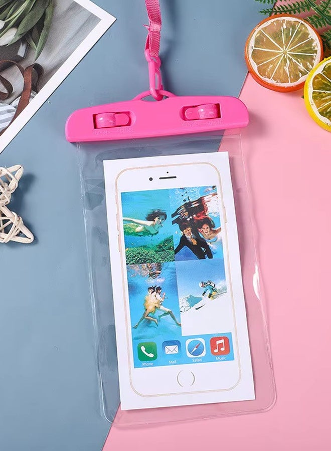 جراب الهاتف المحمول للماء | جراب مقاوم للماء لاستخدام الهاتف المحمول على الشاطئ أو حمام السباحة، مع حزام للرقبة | حافظة آيفون، سامسونج، زياومي، هواوي، ريدمي (بينك قطعة واحدة) - Image 2