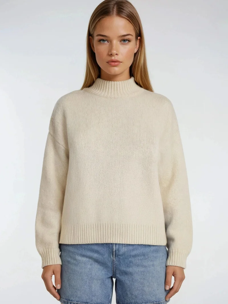 MixRay Mixray Relaxed Fit Crew Neck Thick Knit Sweater
