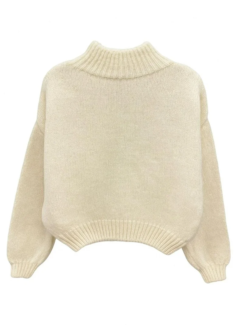 Mixray Natural Mixray Relaxed Fit Crew Neck Thick Knit Sweater for Women | Best Price UAE