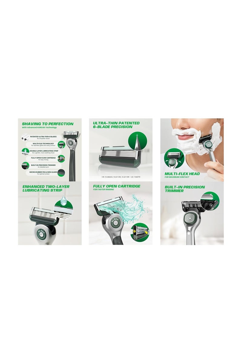DORCO Dorco Razor Sleek 6 Multiflex - 1 Handle + 6 Cartridges - Image 4