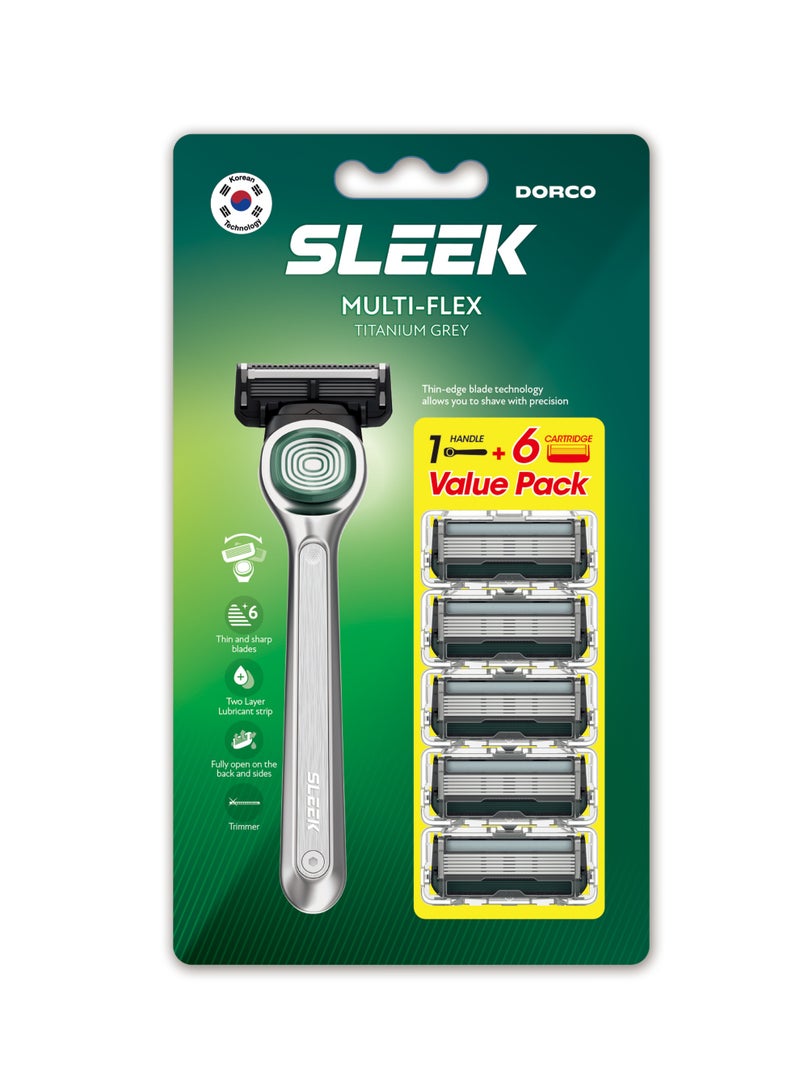 Dorco Razor Sleek 6 Multiflex - 1 Handle + 6 Cartridges - Image 5
