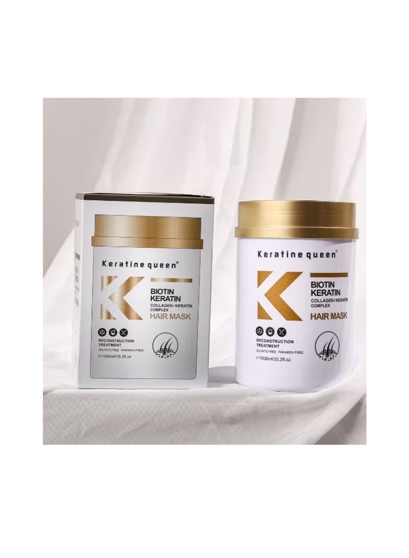Queen Keratin Hair Mask is a restorative hair treatment designed to repair and moisturize dry and damaged hair.