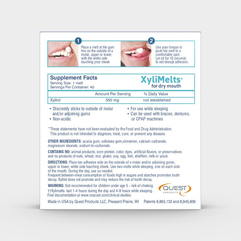 Oracoat أوراكوت زيليميلتس أقراص ترطيب الفم لتخفيف جفاف الفم 40 قطعة، قرفة مع زيلتول، لجفاف الفم، تحفز اللعاب، غير حمضي - Image 2