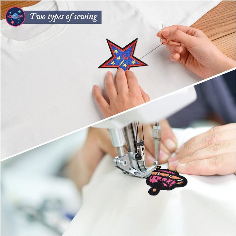 D Care World DCW Embroidered Patches Iron On Sew On Pack of 2 Astronaut Cartoon Assorted Embellishments for Girls Boys Sweaters Jackets Varsity Jacket Decorative Patches Cute Space Theme Applique Patches  - Image 4