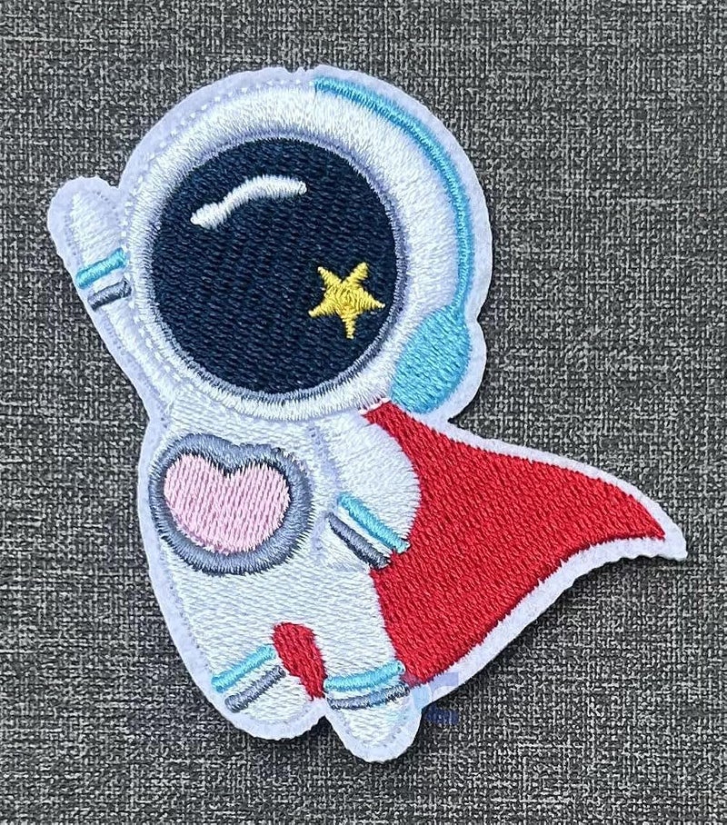 D Care World DCW Embroidered Patches Iron On Sew On Pack of 2 Astronaut Cartoon Assorted Embellishments for Girls Boys Sweaters Jackets Varsity Jacket Decorative Patches Cute Space Theme Applique Patches  - Image 3