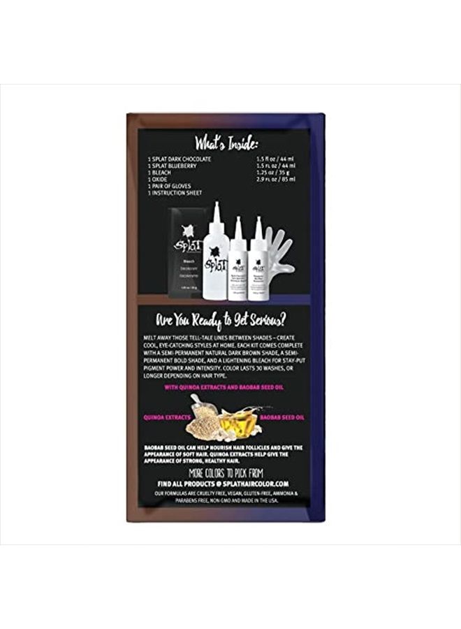 SPLAT MELTS COMPLETE KIT WITH BLEACH AND 2 SEMI-PERMANENT HAIR COLORS (Blueberry & Dark Chocolate) - Image 2