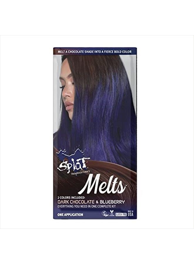 SPLAT MELTS COMPLETE KIT WITH BLEACH AND 2 SEMI-PERMANENT HAIR COLORS (Blueberry & Dark Chocolate) - Image 1