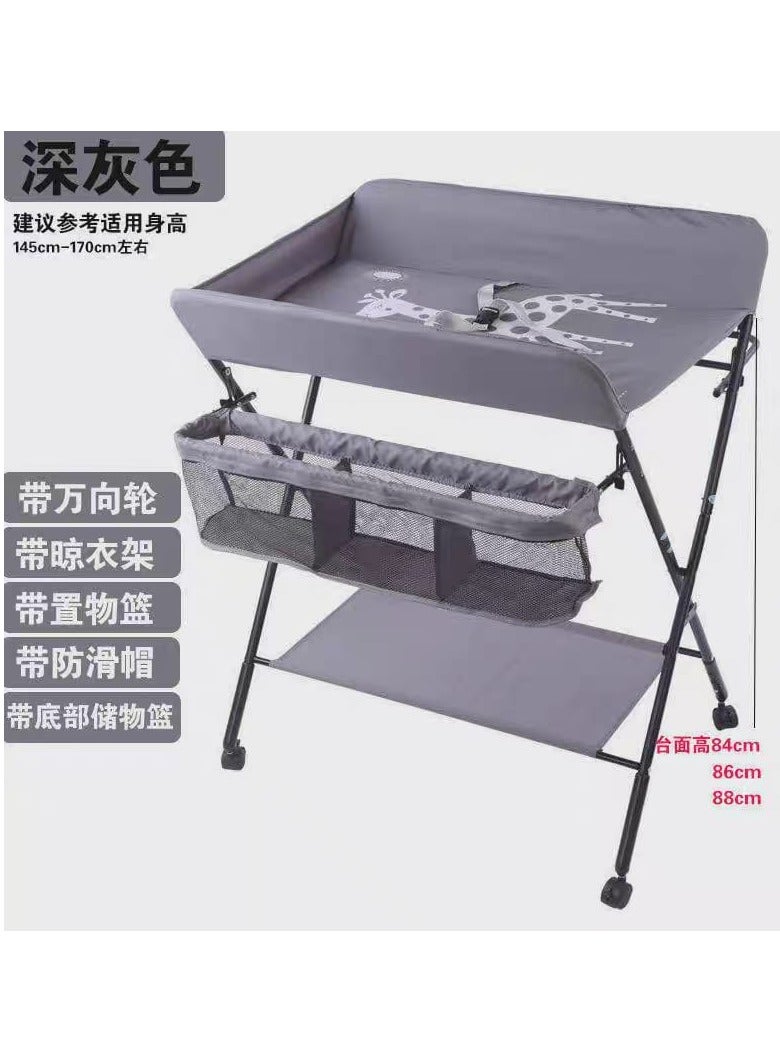 بيج طاولة تغيير حفاضات الأطفال قابلة للتعديل بثلاثة مستويات ارتفاع - إطار فولاذي متين وقماش أكسفورد مقاوم للماء للاستحمام/محطة التدليك - Image 2