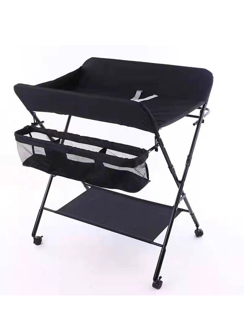 بيج طاولة تغيير حفاضات الأطفال قابلة للتعديل بثلاثة مستويات ارتفاع - إطار فولاذي متين وقماش أكسفورد مقاوم للماء للاستحمام/محطة التدليك - Image 3