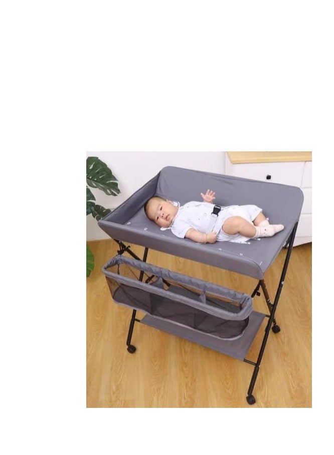 بيج طاولة تغيير حفاضات الأطفال قابلة للتعديل بثلاثة مستويات ارتفاع - إطار فولاذي متين وقماش أكسفورد مقاوم للماء للاستحمام/محطة التدليك - Image 4