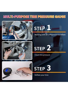 SYOSI Digital Tire Pressure Gauge with Inflator, 0-150 PSI, Precision Air Chuck, 0.1 Display Resolution, Compatible with Air Compressor for Wheel Inflation  - Image 4