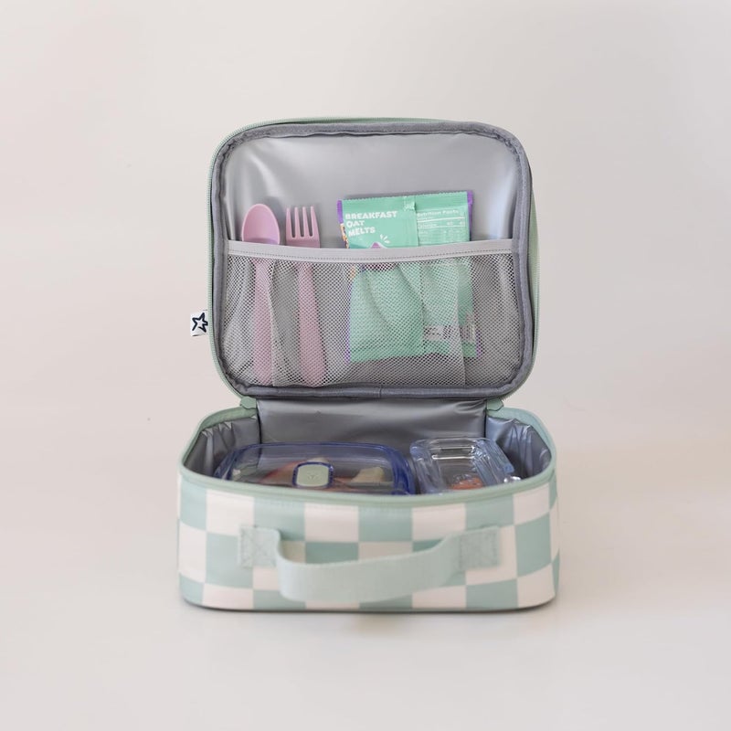 Tiny Twinkle Insulated Lunch Box for Girls and Boys | Durable and Reusable for School & Travel | Ages 3 and Up | Waterproof and Easy to Clean | PFAs and BPA Free（Sage Checkers） - Image 3