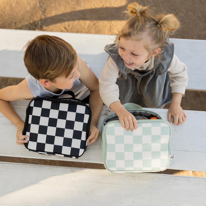 Tiny Twinkle Insulated Lunch Box for Girls and Boys | Durable and Reusable for School & Travel | Ages 3 and Up | Waterproof and Easy to Clean | PFAs and BPA Free（Sage Checkers） - Image 2
