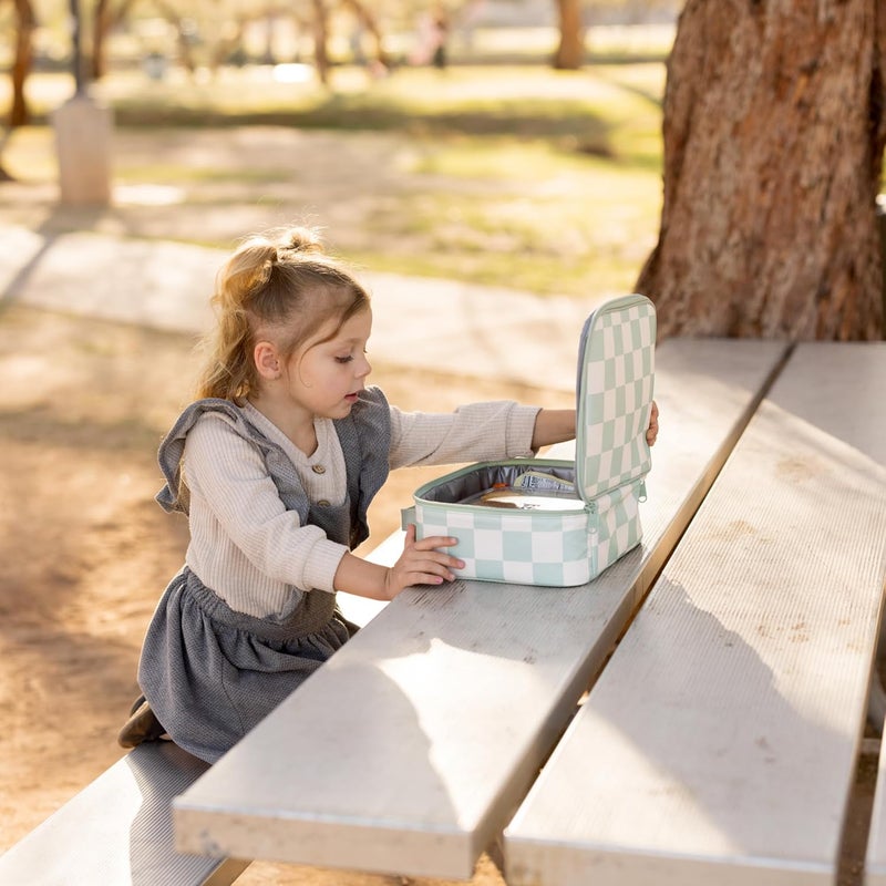 Tiny Twinkle Insulated Lunch Box for Girls and Boys | Durable and Reusable for School & Travel | Ages 3 and Up | Waterproof and Easy to Clean | PFAs and BPA Free（Sage Checkers） - Image 5
