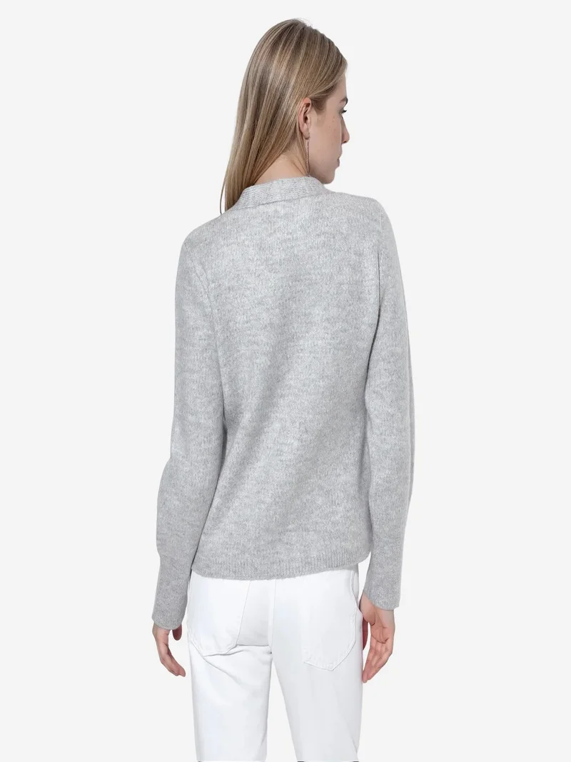فيورنا VIORNA Women's Ribbed V-neck Button Cardigan