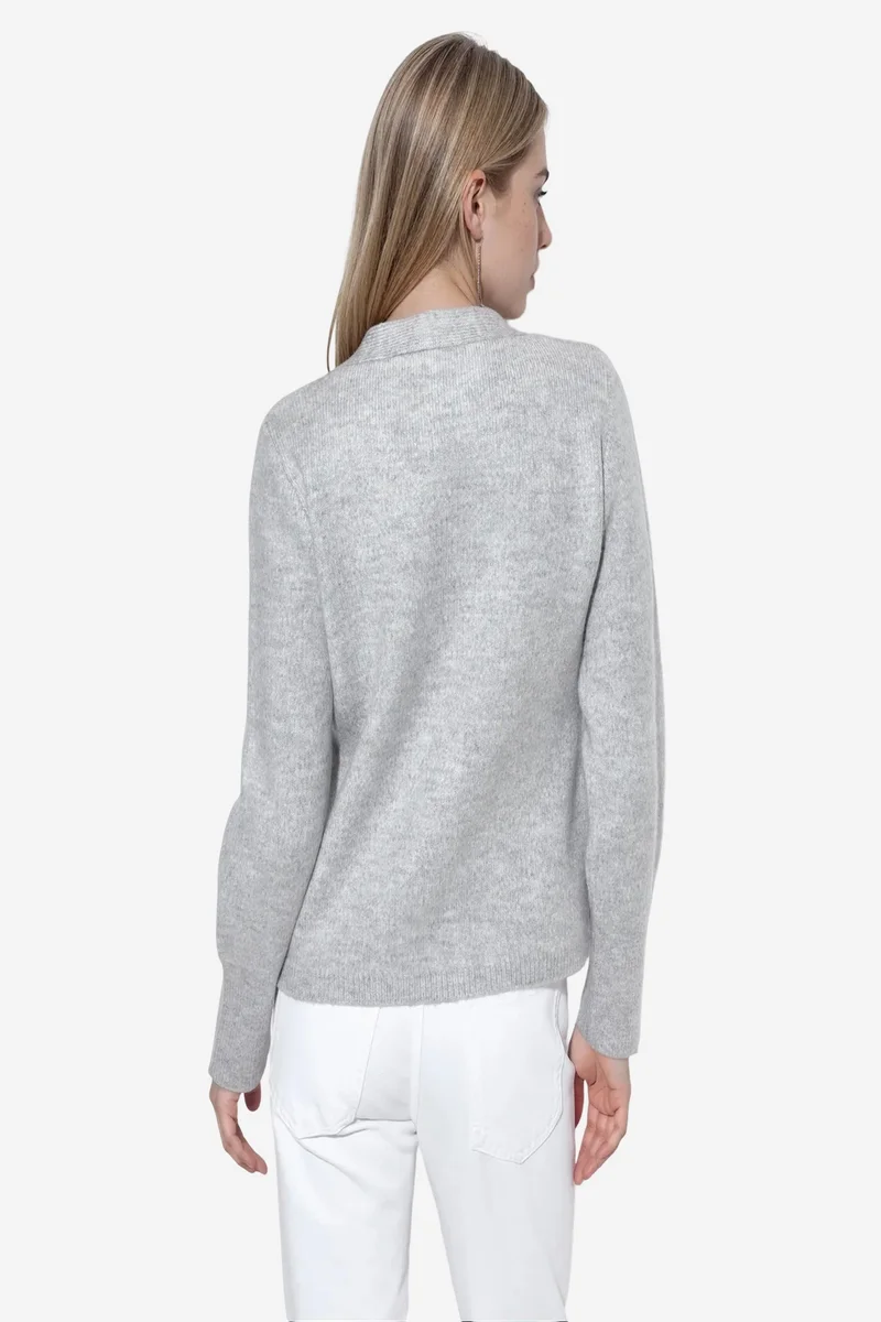 Viorna VIORNA Women's Ribbed V-neck Button Cardigan